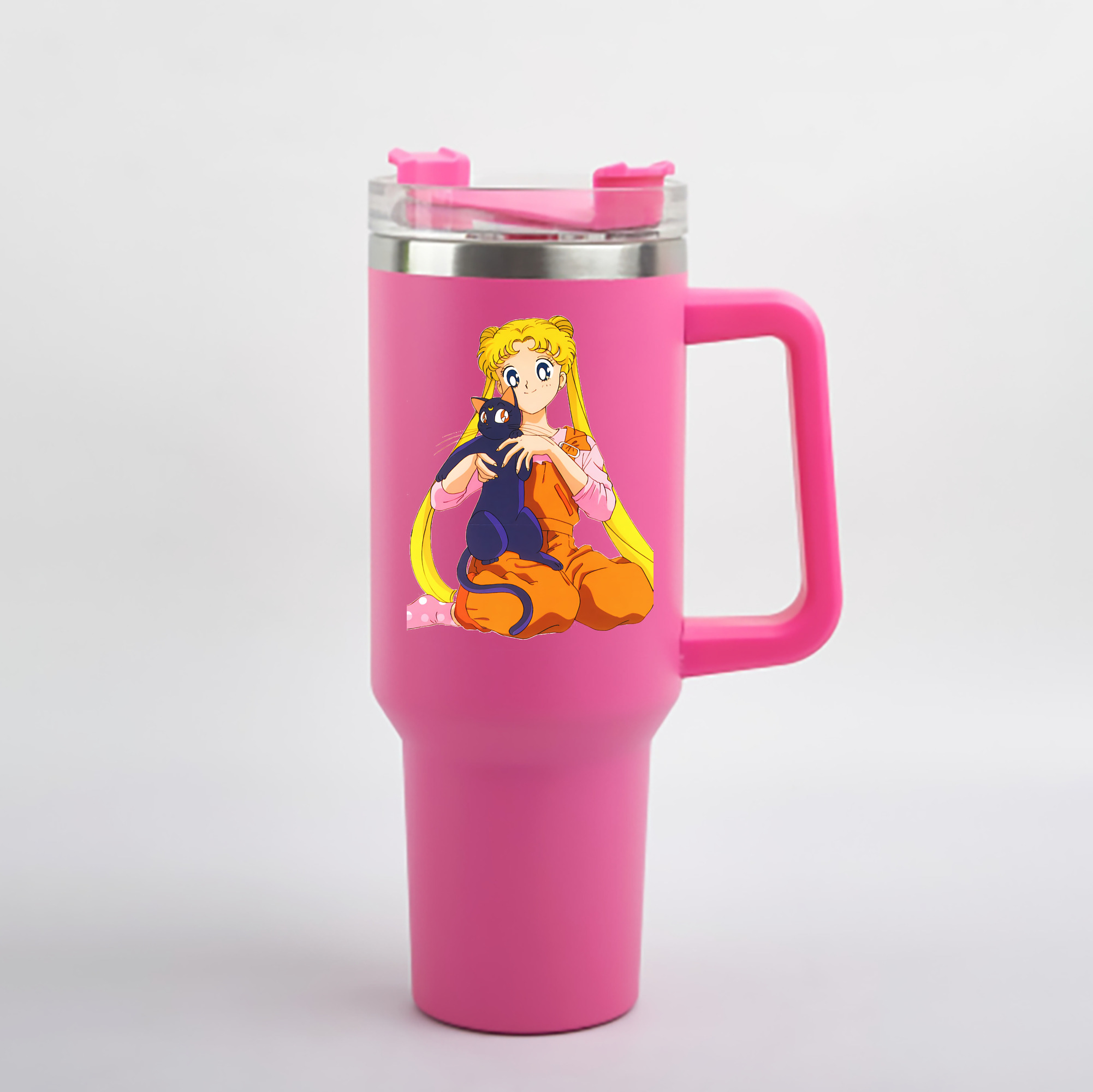 （画像用） 美少女戦士セーラームーン 愛野 美奈子 あいの みなこ Sailor Moon Aino Minako 1200mL車用タンブラー - クリスタルステッカー（プラスチックストロー付き）